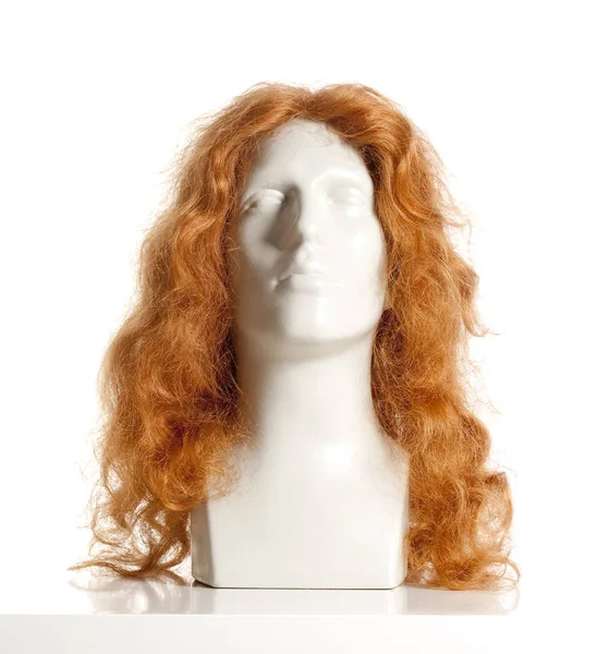 Манекен Мужская голова с париком на белом — стоковое фото