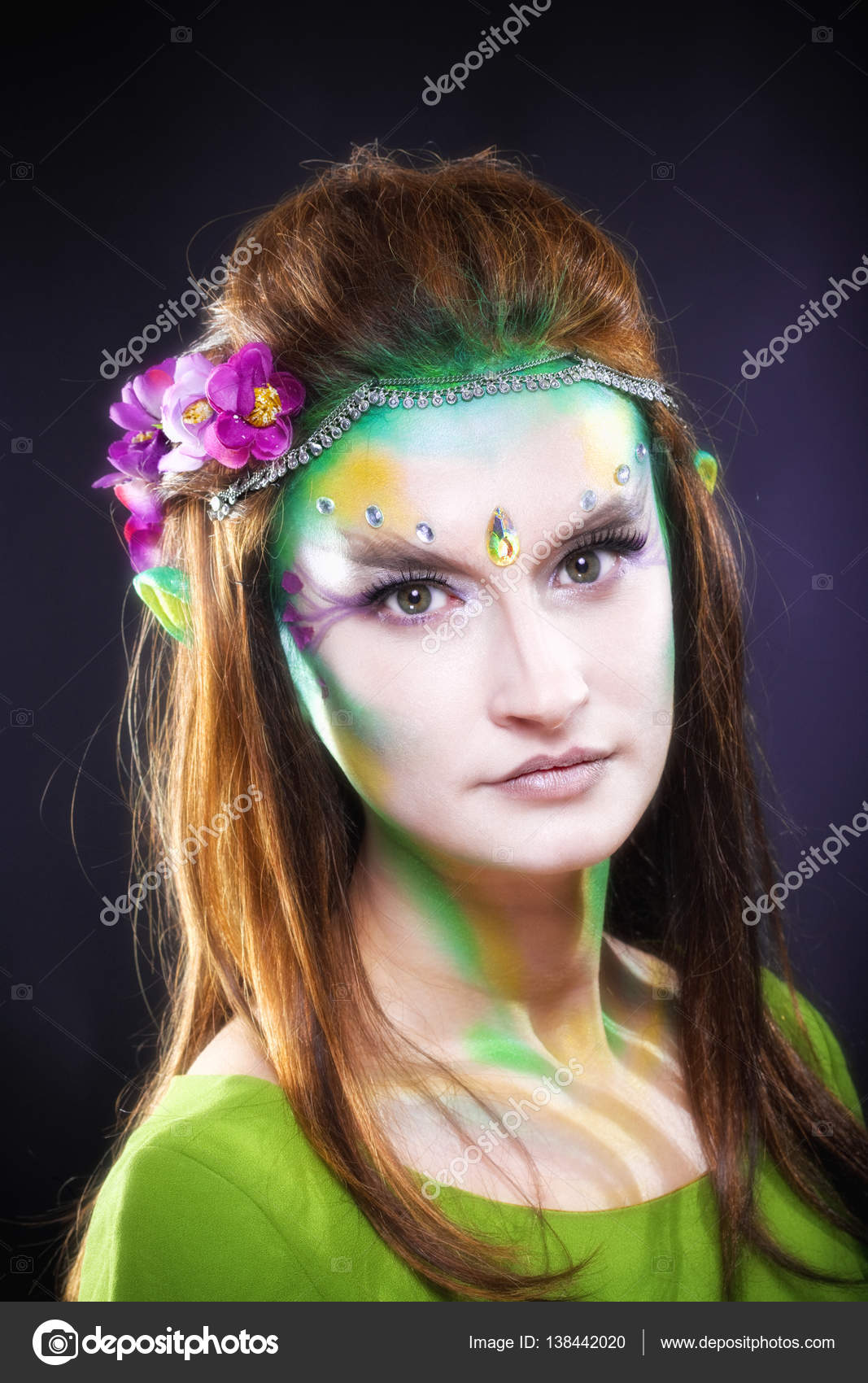 Portrait Of A Beautiful Elf With Long Hair Stock Photo