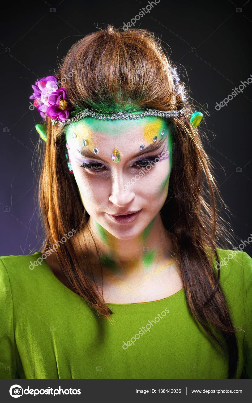 Portrait Of A Beautiful Elf With Long Hair Stock Photo