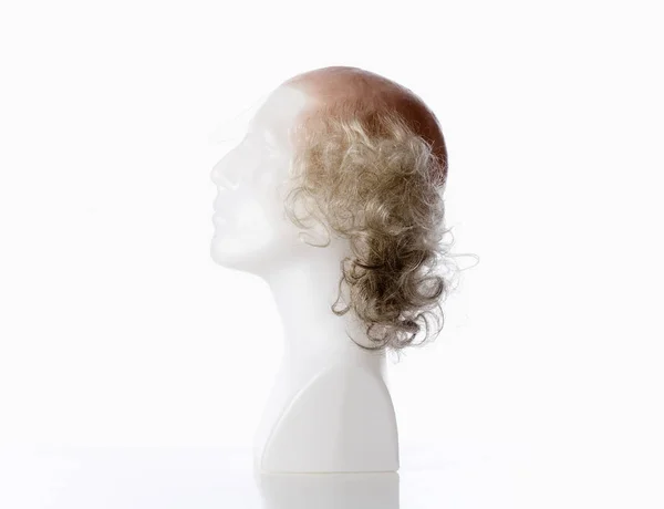 Skyltdocka manliga huvudet med skallig peruk — Stockfoto