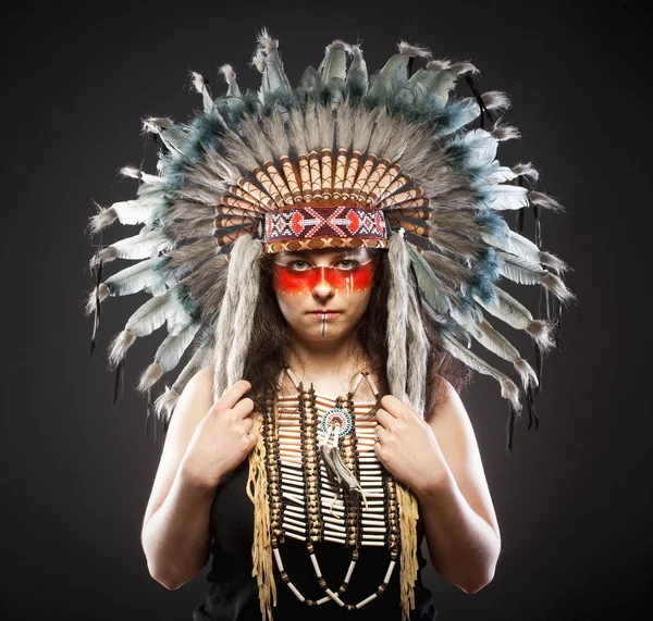 Native American Indian Chief oorlog Bonner — Stockfoto