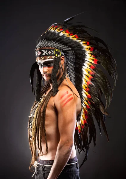 Native American Indian Chief War Bonner Stock Photo