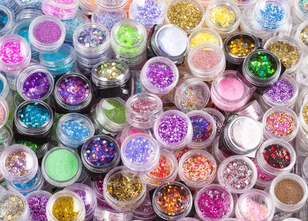 Close-up van Glitter make-up kleuren. — Stockfoto