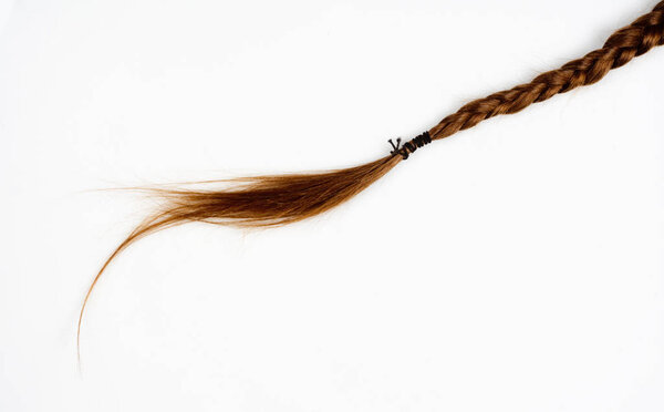Braid of Artificial Hair Isolated on White.