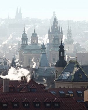 Prague - Spires of the Old Town on Cold Winter Morning clipart