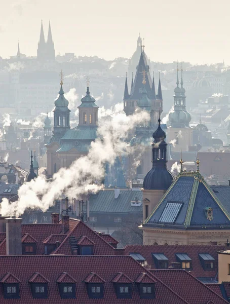 Prague - Spires of the Old Town on Cold Winter Morning — Stock Photo, Image