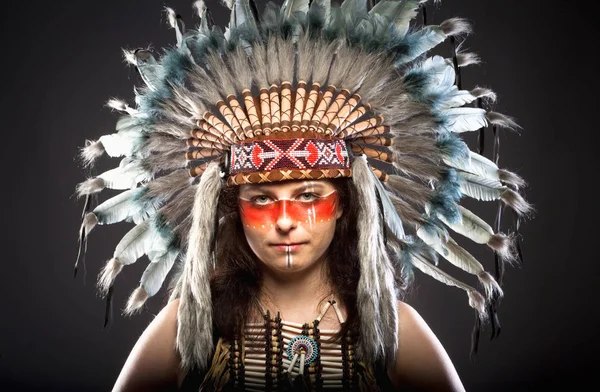 Native American Indian Chief War Bonner — Stock Photo, Image