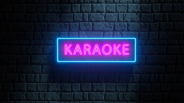Gece kulübü, müzik barı, karaoke canlı reklam panosu. Neon sokak tarzında 3D görüntüleme — Stok fotoğraf