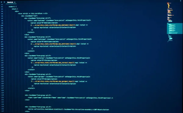 Lines of java coding on computer screen. Source code. Frontend ...