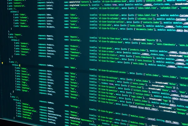 Web page java script code on computer monitor. Software computer ...