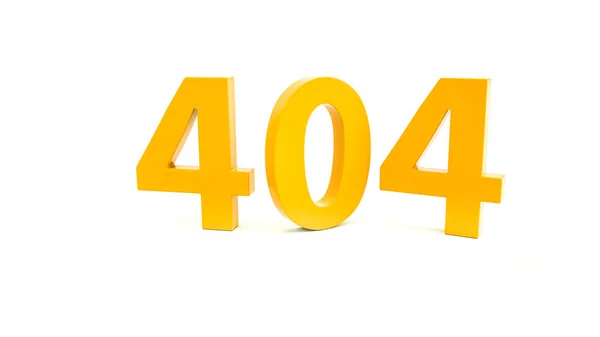 404 strona błędu nie znaleziono wiadomości izolowane na białym. Żółte litery do projektowania stron internetowych i tworzenia stron internetowych. 3d Renderowanie — Zdjęcie stockowe