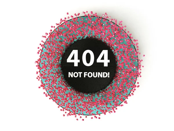 404 페이지는 흰 바탕에 분리 된 사각형이 떨어지는 원에서 발견되지 않았다. 404 오류 버튼. 3D 렌더링 , 3D 일러스트 — 스톡 사진