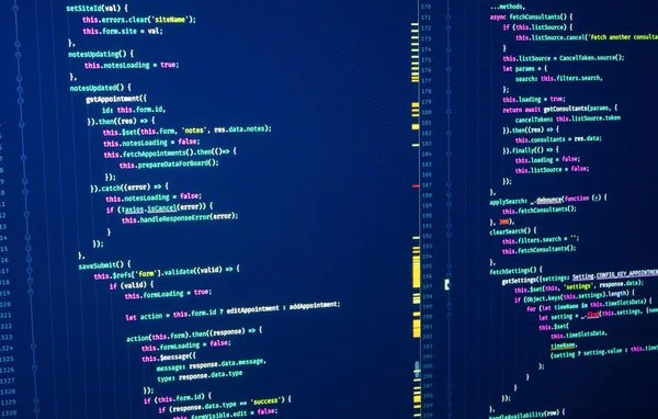 Web sitesi uygulaması için yedekleme satırları. Javascript. Yazılım programlama kodu. Soyut bilgisayar kodları. Java kaynak kodu. Yazılım geliştirme için betik dili