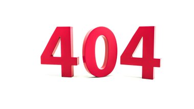 Kırmızı http 404 hata sayfası beyaz, şablon konsepti, 3d illüstrasyon. 3 boyutlu görüntüleme. İnşaat sayfasının altındaki internet sitesi. Bilgisayar ağ sistemi sorunu
