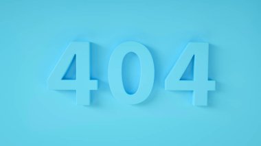 404 hata sayfası ileti bulunamadı. Tek renkli olsun. Minimalizm. Mavi arka planda web tasarımı ve site geliştirme için mavi harfler. 3 boyutlu görüntüleme. 3d Görüntü