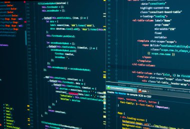 Html web kodu. İşaretle. Javascript programlama kodlaması. Yazılım geliştirme için betik dili