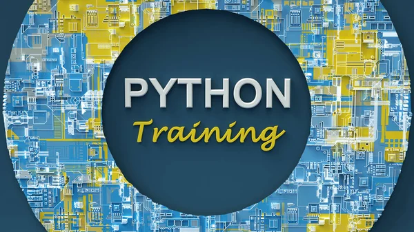 3d rendering of advertising banner for Python Training. Concept of Python programming language online learning. Online education. E-learning.