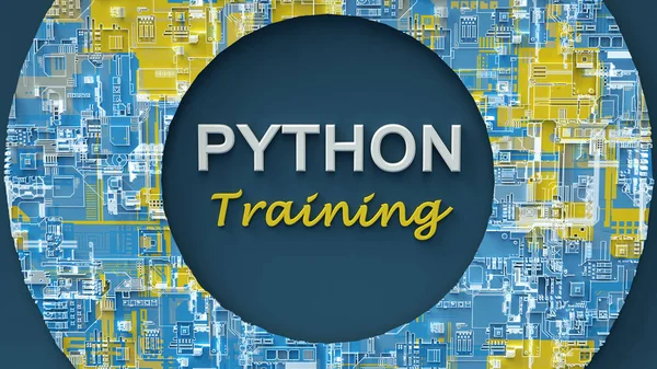 3D-återgivning av reklambanderoll för Python Training. Begreppet Python programmering språk online lärande. Utbildning på nätet. E-lärande. Stockbild