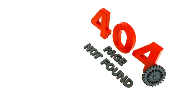 3D-Darstellung von 404 Fehlerseite mit Zahnrad. Seite nicht gefunden. Webseite im Aufbau. Design der Webseite - Banner für Webseite trennen — Stockfoto