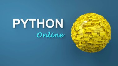 Python Online için 3D reklam afişi. Uzayı kopyala E-öğrenme. Yazılım geliştirme kavramı