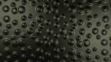 Kara küreler deliklerde. Yüzeydeki su damlaları gibi. Kabarcıklı siyah soyut arkaplan. Yuvarlak engebeli yüzey dokusu. Izgara yok.