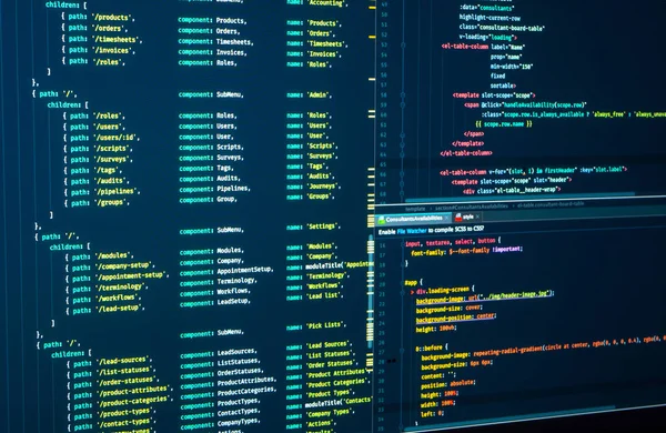Java code. Software programming code. Abstract computer script code. Programming code on the screen. Vue js, markup — Stock Photo, Image