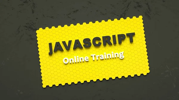 3d renderização de Javascript formação online. Treinamento de programação. Conceito de codificação. Javascript linguagem e-learning. Educação online. Desenvolvimento da aplicação . — Fotografia de Stock