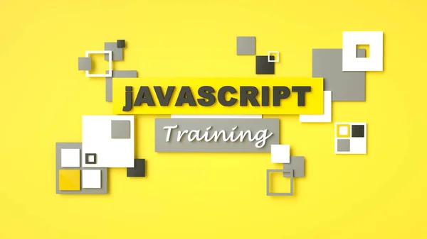 3d render of Javascript training. Programming training. Coding concept. Javascript language e-learning. Online education. Application development.