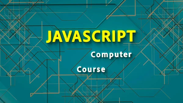 3d rendering of advertising banner for Javascript computer course. E-learning. Concept of Javascript programming language online learning. Online education. 3d illustration