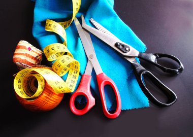 Iğne işi, santimetre teyp için makas.