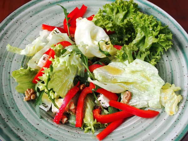 Brynza, fındık ve sos ile Yunan salatası