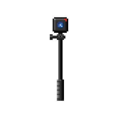 Eylem fotoğraf makinesinin düz izole Pixelated simgeler. Beyaz arka plan üzerinde vektör ikonlar.