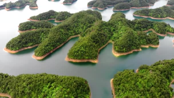 Vista Aérea Thousand Island Lake Pássaro Vista Água Doce Qiandaohu — Vídeo de Stock