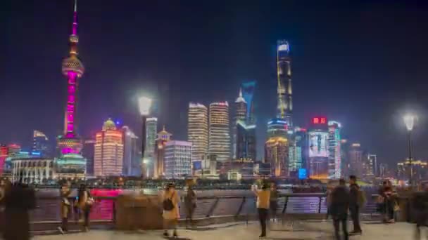 Night Time Lapse Eller Hyper Lapse View Oriental Pearl Tower — Stockvideo