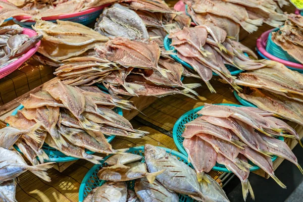 Display of Dried Salted Fish on Seafood Market.