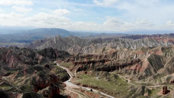 Vista Aerea Dall Alto Dal Drone Binggou Danxia Canyon Landform — Video Stock