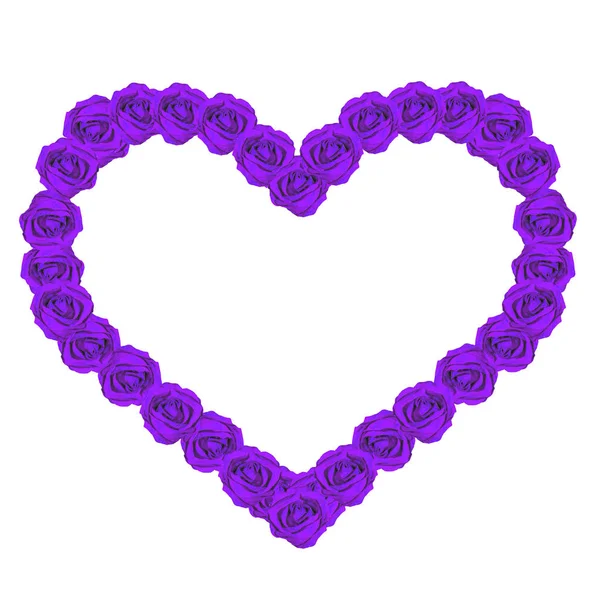 Heart Frame with Purple Roses — Stock Photo, Image