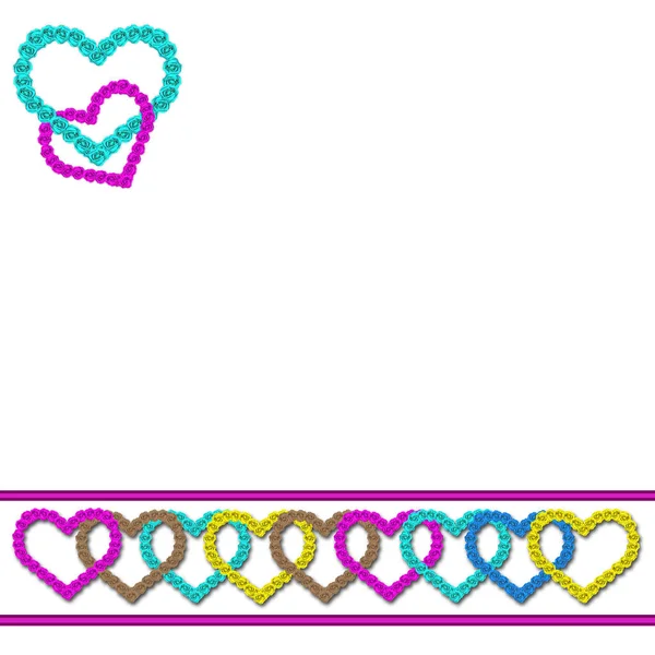Gül renkli kalpler ile eğlenceli arka plan — Stok fotoğraf