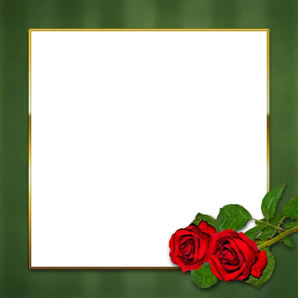 Cornice verde con rose rosse — Foto Stock