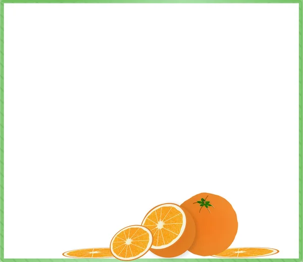 Graficzny pomarańcze - w plasterkach, zmniejszyć o połowę i całe tło — Zdjęcie stockowe