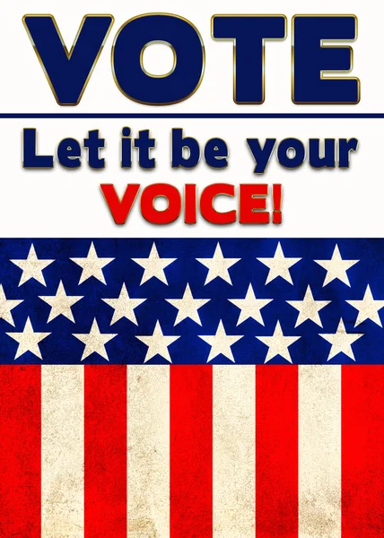 Vote Let Your Voice Graphic Poster American Flag Bottom Text — Stock Photo, Image