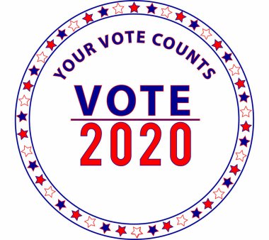 Circle American Vote in 2020, your vote counts, graphic illustration.  Red White and blue with stars. clipart