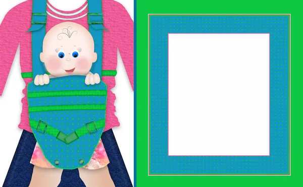 Grafisk Illustration Närbild Ett Barn Vänd Framåt Medan Sitter Baby — Stockfoto