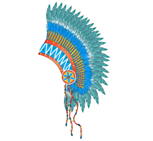 Grafická Ilustrace Americké Indiánské Čelenky Odstínech Hnědé Izolováno Bílém Pozadí — Stock fotografie