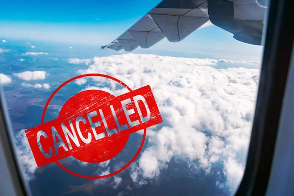 Coronavirus Flight Cancelled Concept Covid Cancellation All Flying Lines Trips — Stock Photo, Image