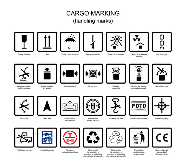 Symbols for cargo marking — Stock Vector