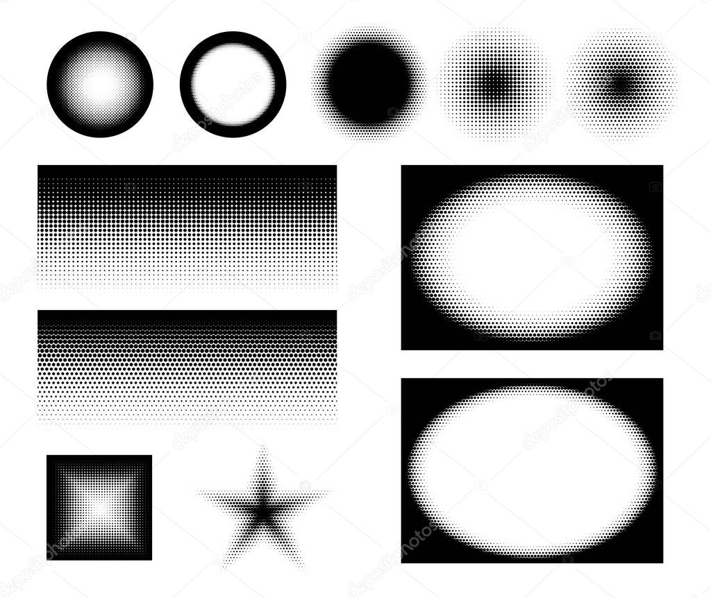 Halftone in different variations in vector