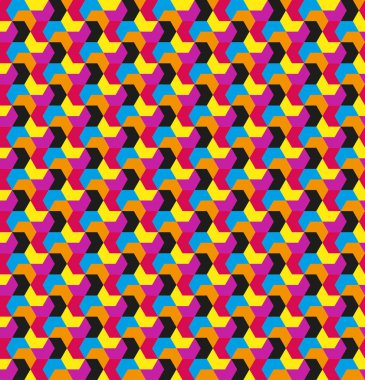 Retro arka plan - ve izometrik çok renkli şekiller