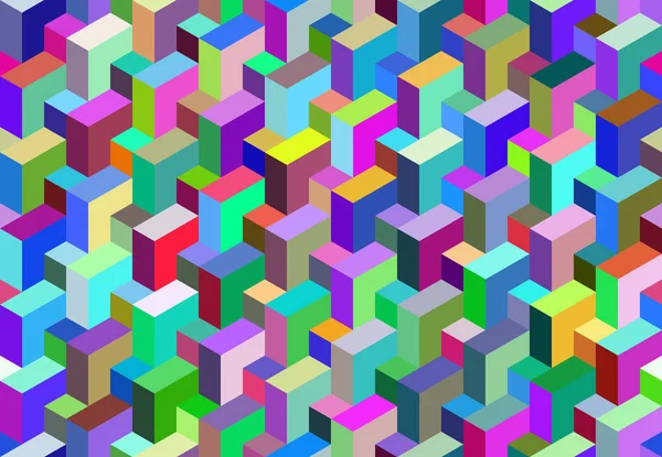Abstrakter Retro-Hintergrund - isometrische farbige Formen im Vektor — Stockvektor