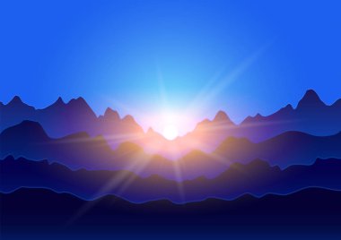 Sunrise vektör dağlarında